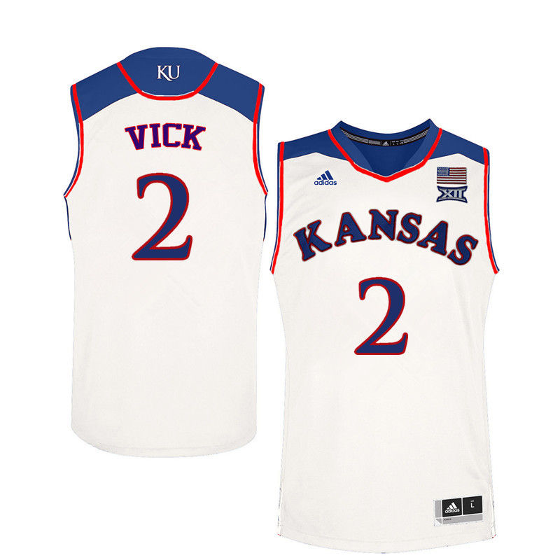 Men Kansas Jayhawks #2 Lagerald Vick College Basketball Jerseys-White - Click Image to Close